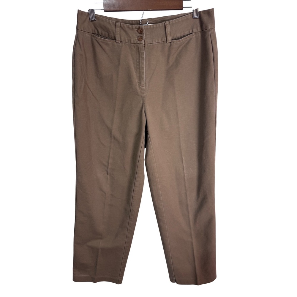 Christopher & Banks 10 Brown Pants Career Women Stretch Cotton Chino